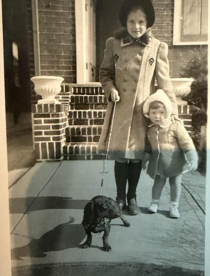 my great aunt, grandma, and their dog early 1940s