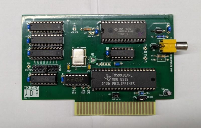 Picture of the TK2000 VDP board assembled, on a white sheet of paper