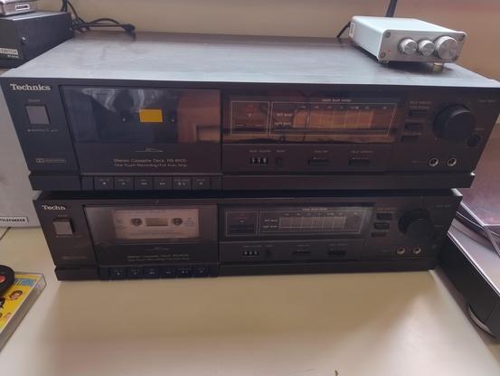 A Technics RS-105B tape deck with a second one on top of it.