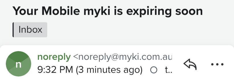 Screenshot of an email subject line