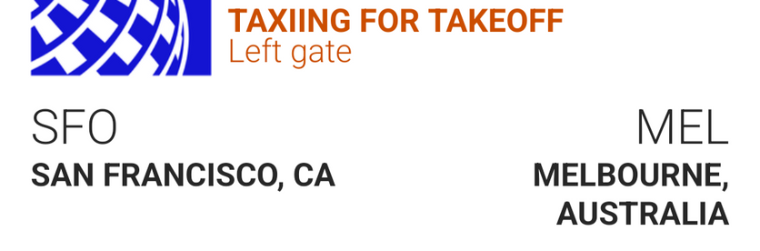 Screenshot of flight info SFO to Melbourne status is