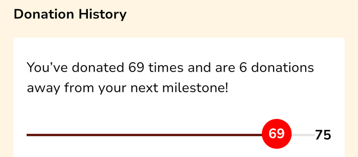 Screenshot of the lifeblood app reading 