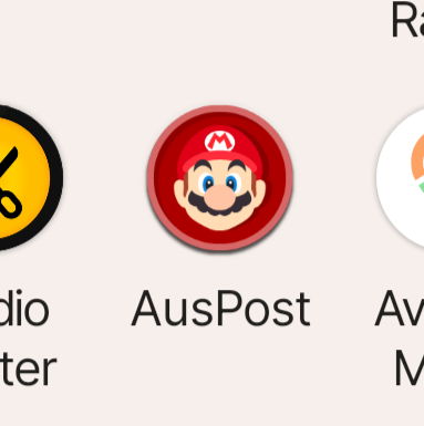 The Auspost app with a Mario icon