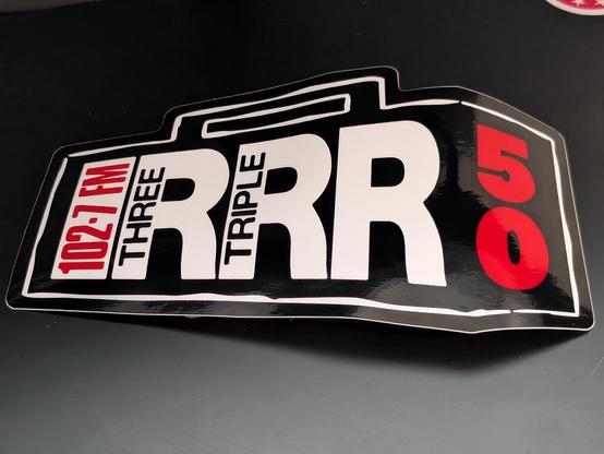 A 3RRR bumper sticker, the 50th anniversary version